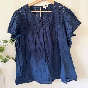 💙 Ella Moss Navy Eyelet Cotton Blouse 💙